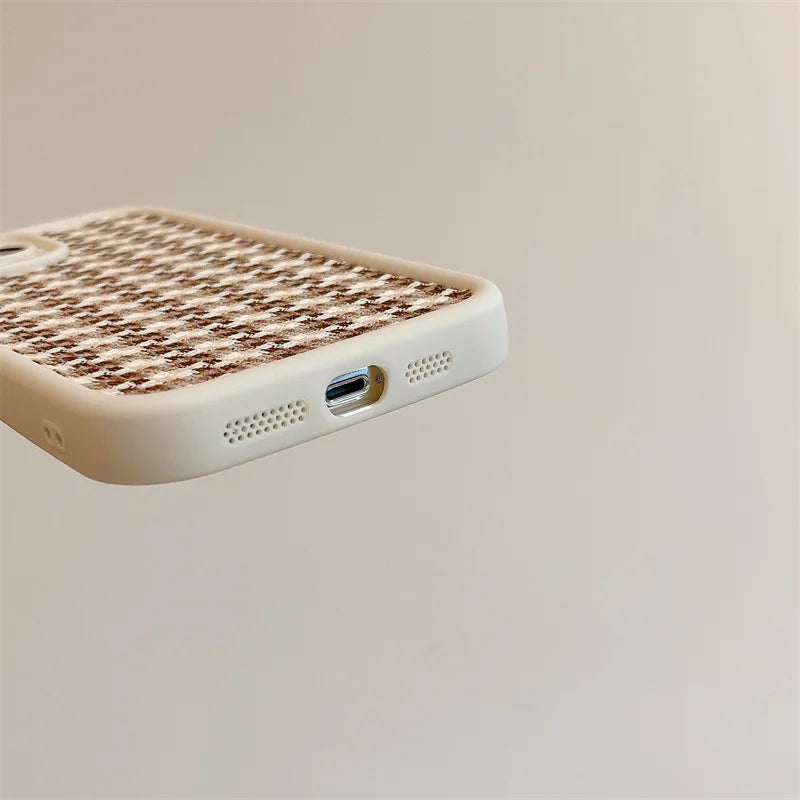 Cute Phone Cases For iPhone 15/14/13/12/11/SE/7/8  - Cloth Lattice Grid - TSP321