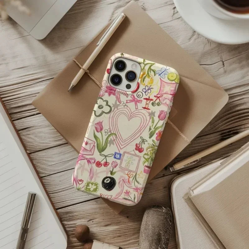 Cute Phone Cases For iPhone 16ProMax, 15, 14, 13, 12, 11 PRO, 11 Plus - Girly Pink Collage - Acrylic TPU Cover - PC2510