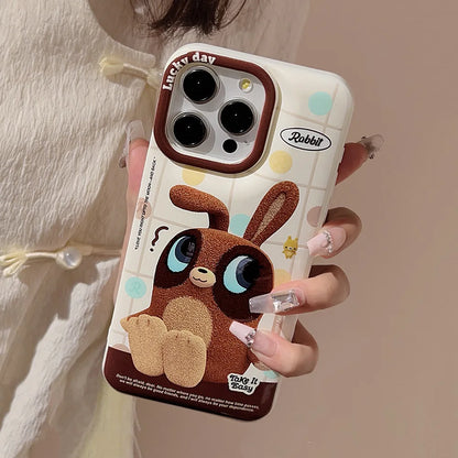 Cute Phone Cases For iPhone 16, 15, 14, 13, 12, 11 Pro Max, Xr, 16 Plus - Funny Bee Bunny Rabbit Cartoon Cover - IC6530