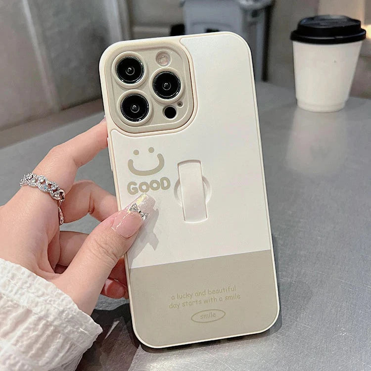 Cute Phone Cases for iPhone 11, 12, 13, 14, and 15 Pro Max - &quot;Nice Smile&quot; Words with Invisible Bracket - TSP209