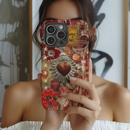 Cute Phone Cases For iPhone 16ProMax, 15, 14, 13, 12, 11 PRO, 11 Plus - Red Love Eye - Boho Aesthetic Acrylic TPU Cover - IC0150