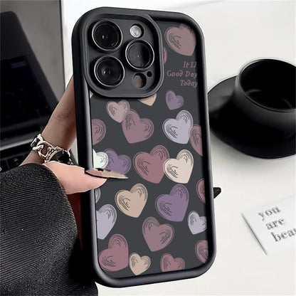 Cute Phone Cases For iPhone 16, 15, 14, 14 Pro, 14 Pro Max, 13, 12, 11, 11 Pro, X, XS, XR, 8, or 7 - Colorful Hearts - TSP518