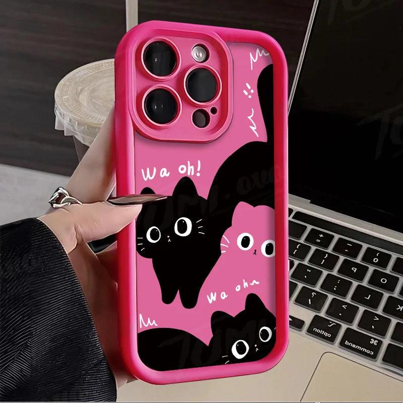 TSP151 Cute Phone Cases For Galaxy S24, S23, S22 Plus, Ultra S21, S20, FE, A10, A11, A03, A04, A30, and A20 - Fat Cat Pattern - Touchy Style