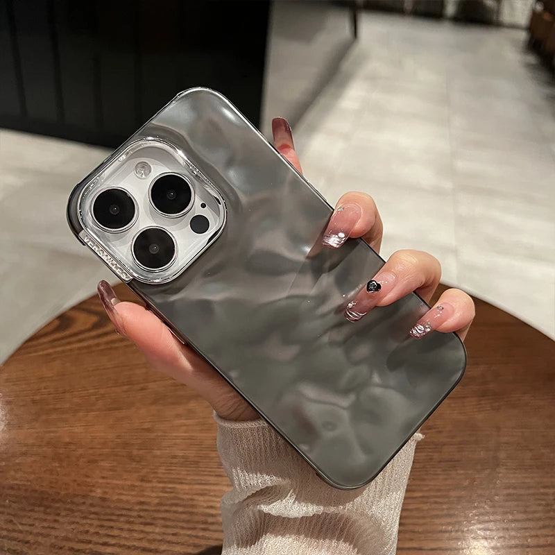 TSP36 Cute Phone Cases For iPhone 11, 12, 13, 14, 15 Pro Max - Electroplated Water Ripple Cover