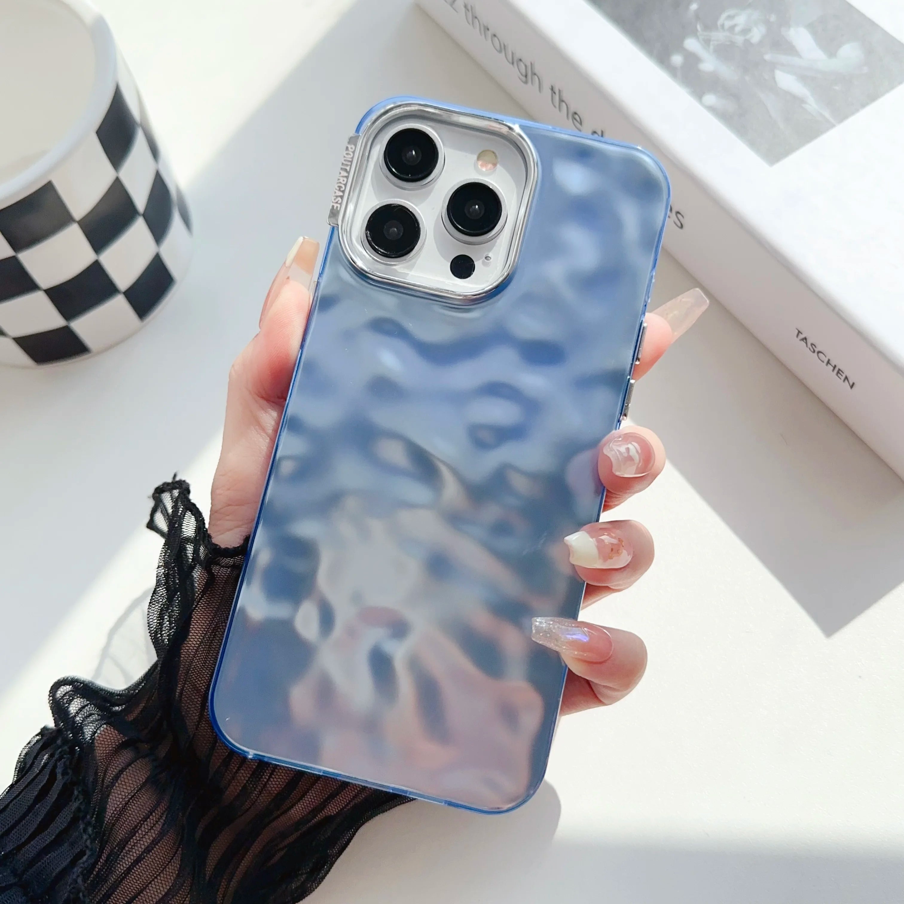 TSP194 Cute Phone Cases for iPhone 15, 14, 13, 11, 12 Pro Max, XS Max, XR, 7, and 8 Plus - 3D Frosted Folds Pattern