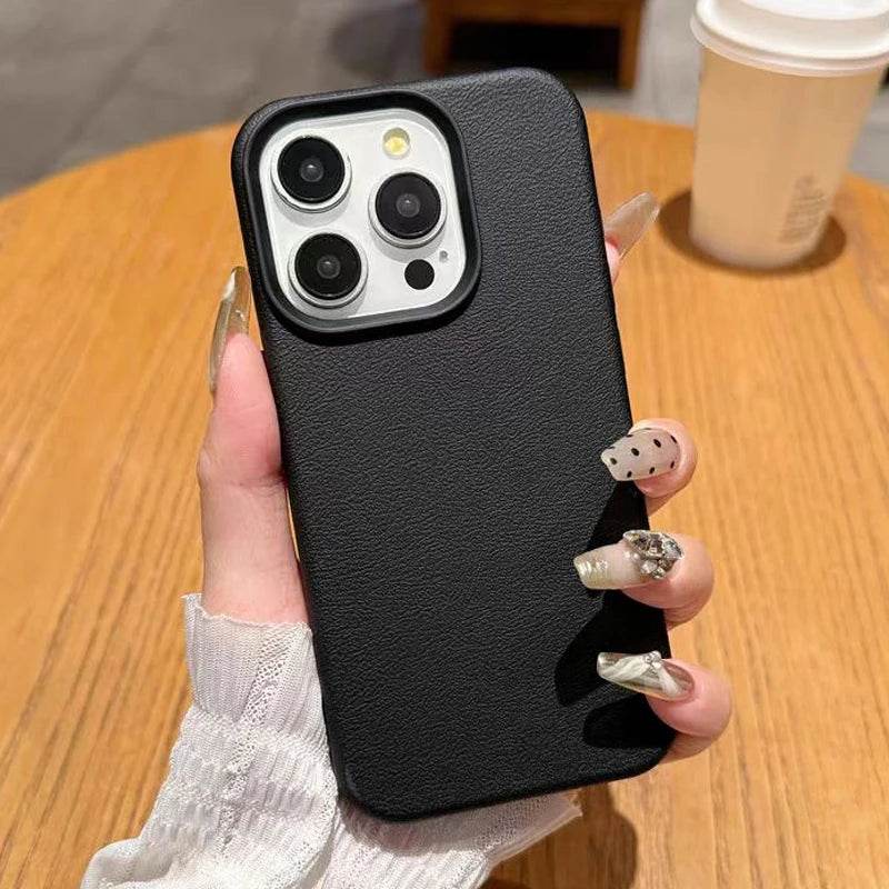 Cute Phone Cases For iPhone 16, 15, 14 Pro Max, 13, 12 Pro Max, 11 - Solid Matte Leather Soft Back Cover - PC9120 - Touchy Style