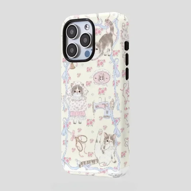 Cute Phone Cases For iPhone 16, 15PRO MAX, 14, 13, 12, 11 PRO, 11 Plus, 15pro - Tailor Cat Cartoon - Acrylic TPU Cover - PC8501