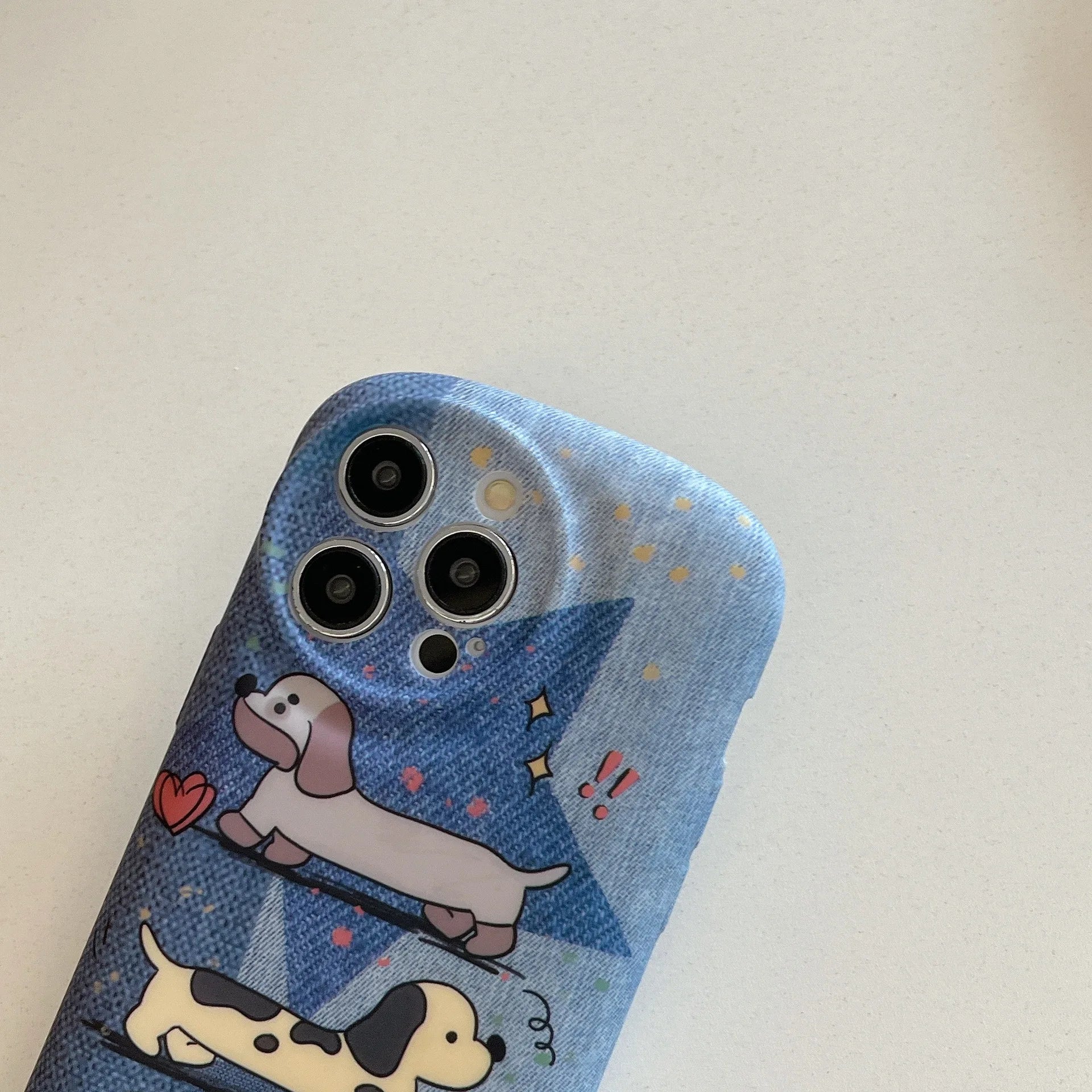 Cute Phone Cases - Dachshund Puppy Denim Cartoon Cover for iPhone 15, 14, 13, 12, 11, Pro Max - TSP380