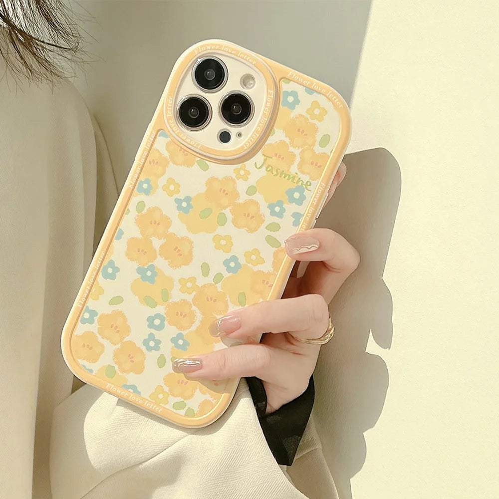 Vintage Sweet Yellow Flowers Phone Cases for iPhone 16, 15, 14, 13, 11, 12, Pro Max, 14 Plus, XR, XS Max, 8 Plus