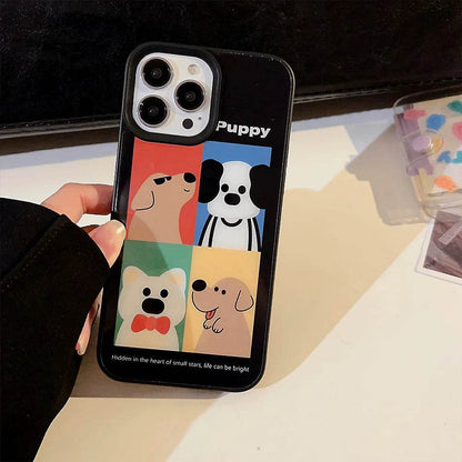 Cute Phone Cases For iPhone 16, 15, 14, 13, 12 Pro Max - Cartoon Puppy Illustration Art - Bracelet Pendant - Glass Shell Cover - CC5240 - Touchy Style