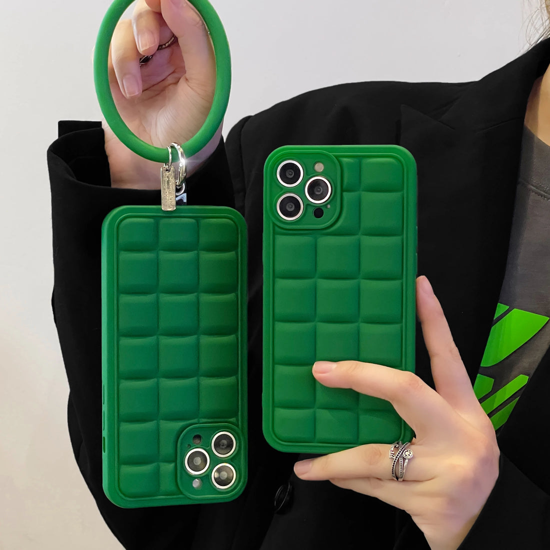 Green 3D Square Cube Plating Cute Phone Cases For iPhone 14 13 12 11 Pro Max XS X XR 14 Plus