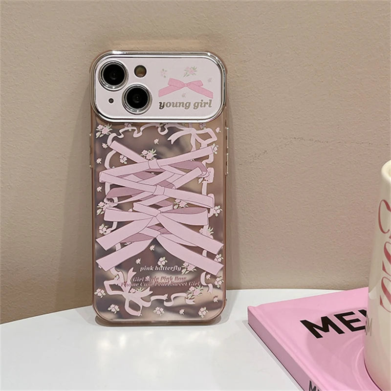 Cute Phone Cases for iPhone 12, 13, 14, and 15 Pro Max - Ribbon Bow Soft Cover - TSP462