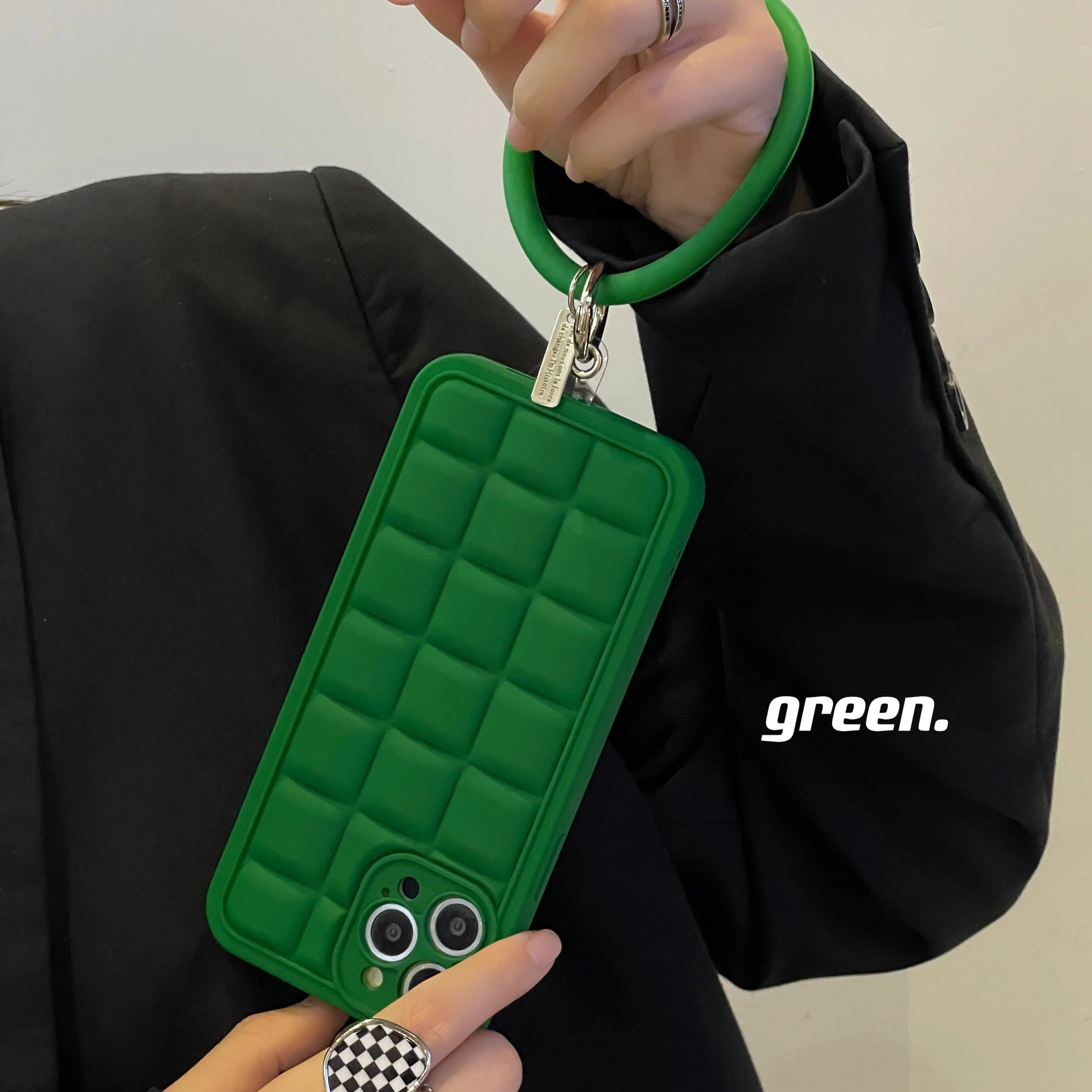 Green 3D Square Cube Plating Cute Phone Cases For iPhone 14 13 12 11 Pro Max XS X XR 14 Plus