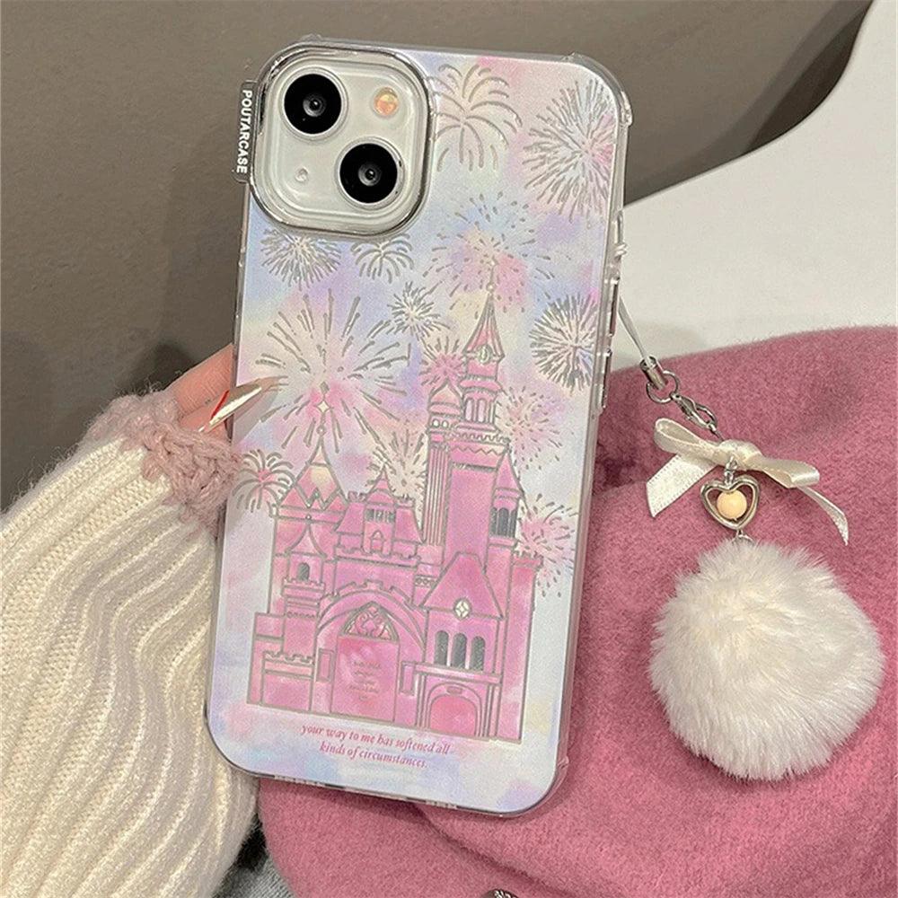 TSP1 Cute Phone Case for iPhone 15, 14, 13, or 12 Pro Max - Fireworks Ferris Wheel Pattern