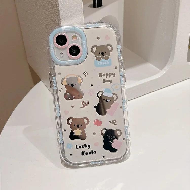 Cute Phone Cases for iPhone 15, 14, 13, 11, and 12 Pro Max - Lucky Koala - Hard Acrylic Mirror - TSP276