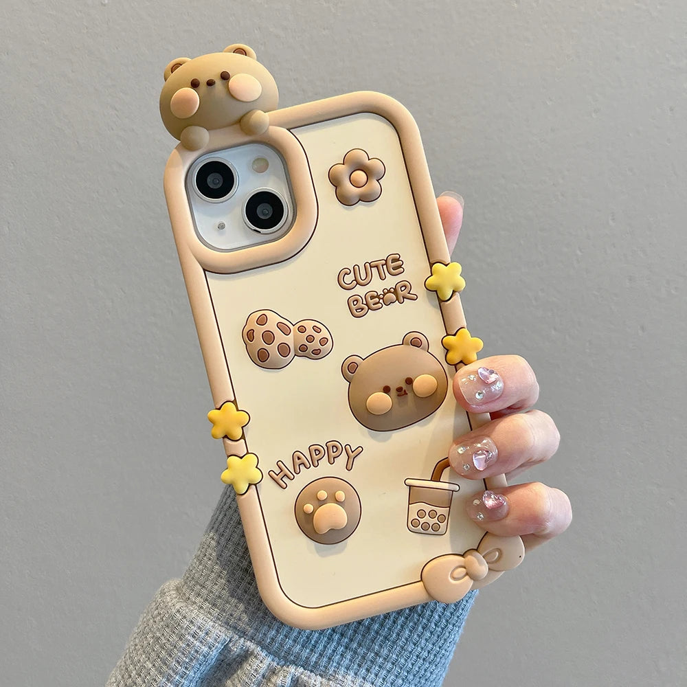 Cute Phone Cases For iPhone 11, 12, 13, 14, 14 Plus, or Pro Max - 3D Cartoon - Silicone Soft Cover - TSP250