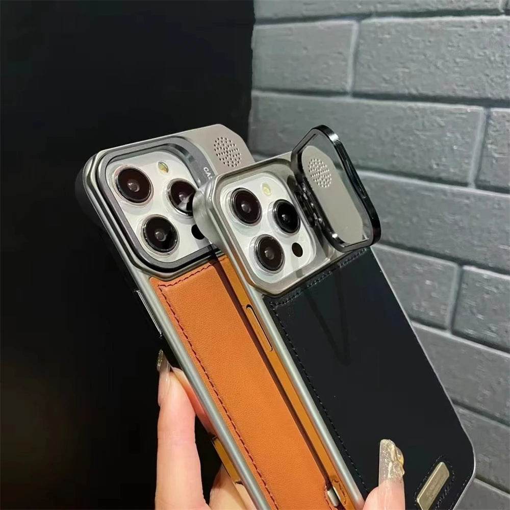 Cute Phone Cases For iPhone 16 Pro Max, 15, 14, 13, 12 Pro - Leather Cover with Alloy Lens Holder - PC1520 - Touchy Style