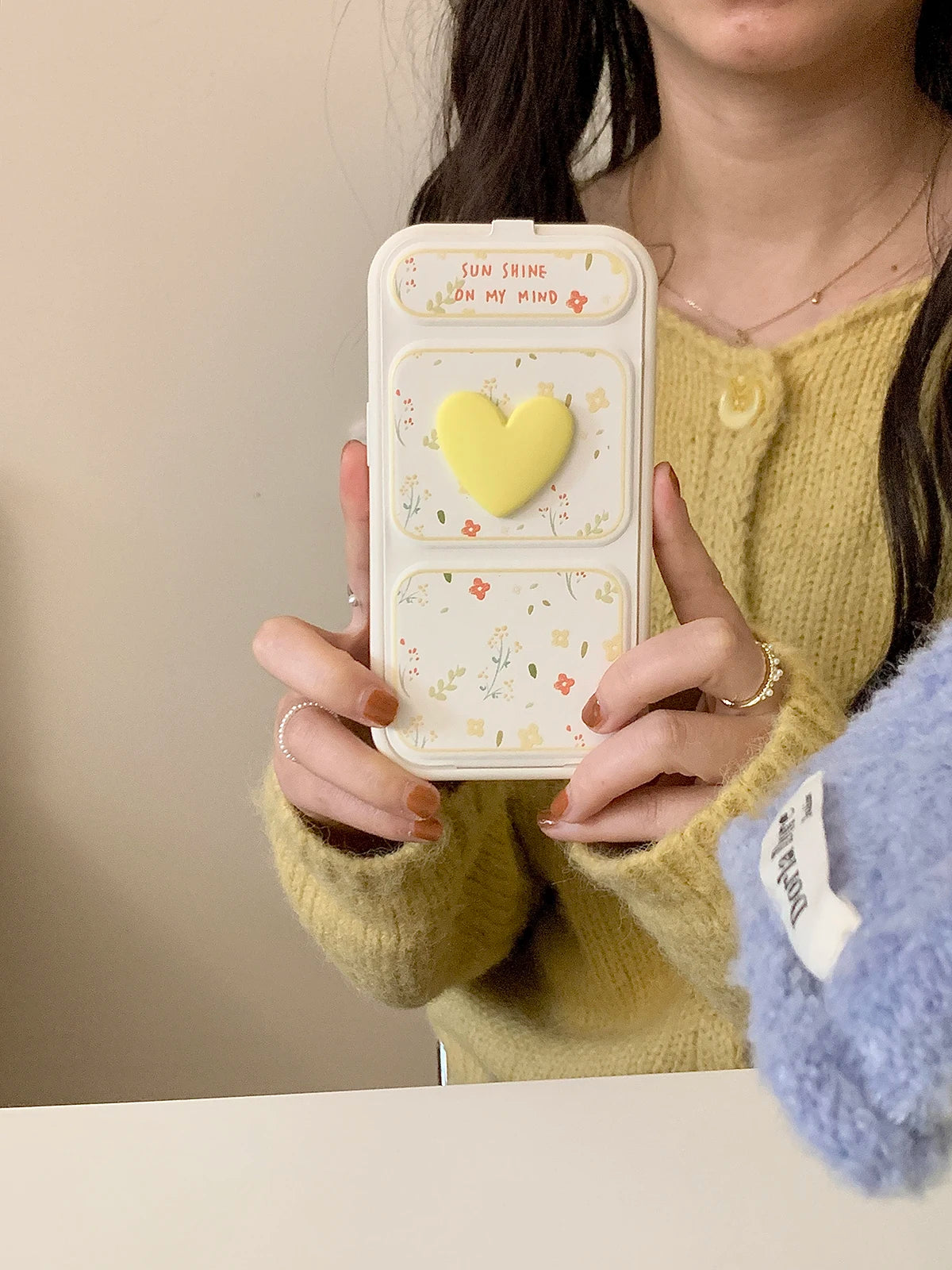 Cute Phone Cases - 3D Hearts &amp; Flower Folding Leather Covers for iPhone 12-15 Pro Max - TSP379