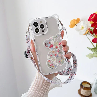 Transparent Cat Bear Cute Phone Cases For iPhone 16, 15, 14, 13, 11, 12 Pro Max, XS, X, XR, 8, 7 Plus