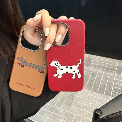 Cute Phone Cases For iPhone 16, 15, 14, 13 Pro Max - Lovely Dogs Pattern - Leather Chic Cover - PC5420