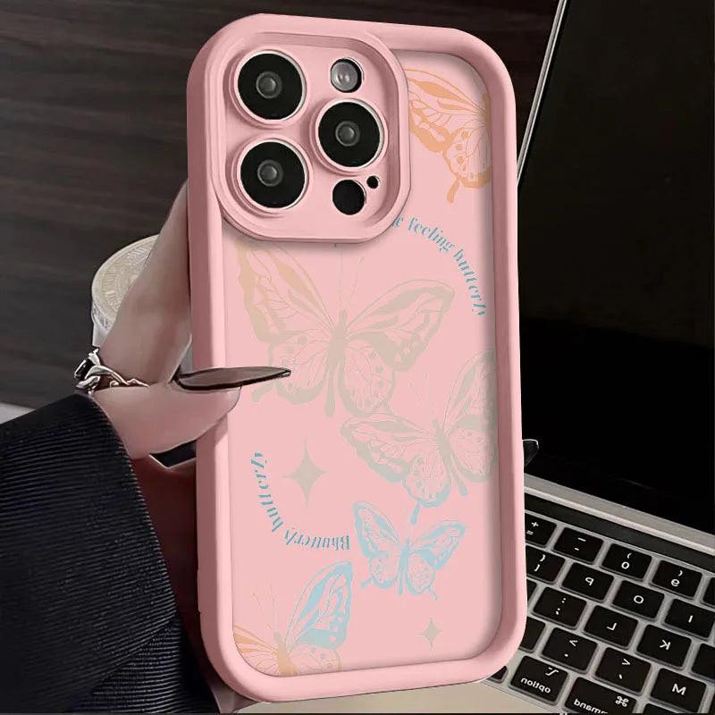 TSP153 Cute Phone Cases For Galaxy S22, S23, S24, Plus Ultra, S21, S20 FE, A10, A11, A03, A04, A30, and A20 - Colorful Butterfly Pattern - Touchy Style
