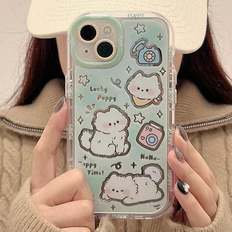 Cute Phone Cases for iPhone 11, 12, 13, 14, and 15 Pro Max - Cartoon Cat Mirror - Bumper Cover - TSP271