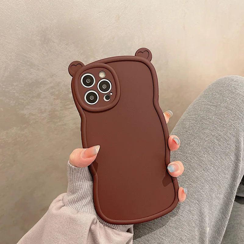 Cute Phone Cases For iPhone 11, 12, 13, 14 Pro Max, XS, XR, X, and 14 Plus - Cartoon Bear Ears - Curly Wavy Frame - TSP249