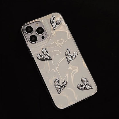 Cute Phone Cases for iPhone 15, 14, 13, 12 Pro Max, 11, and 15 Plus - 3D Heart Water Ripple - TSP339