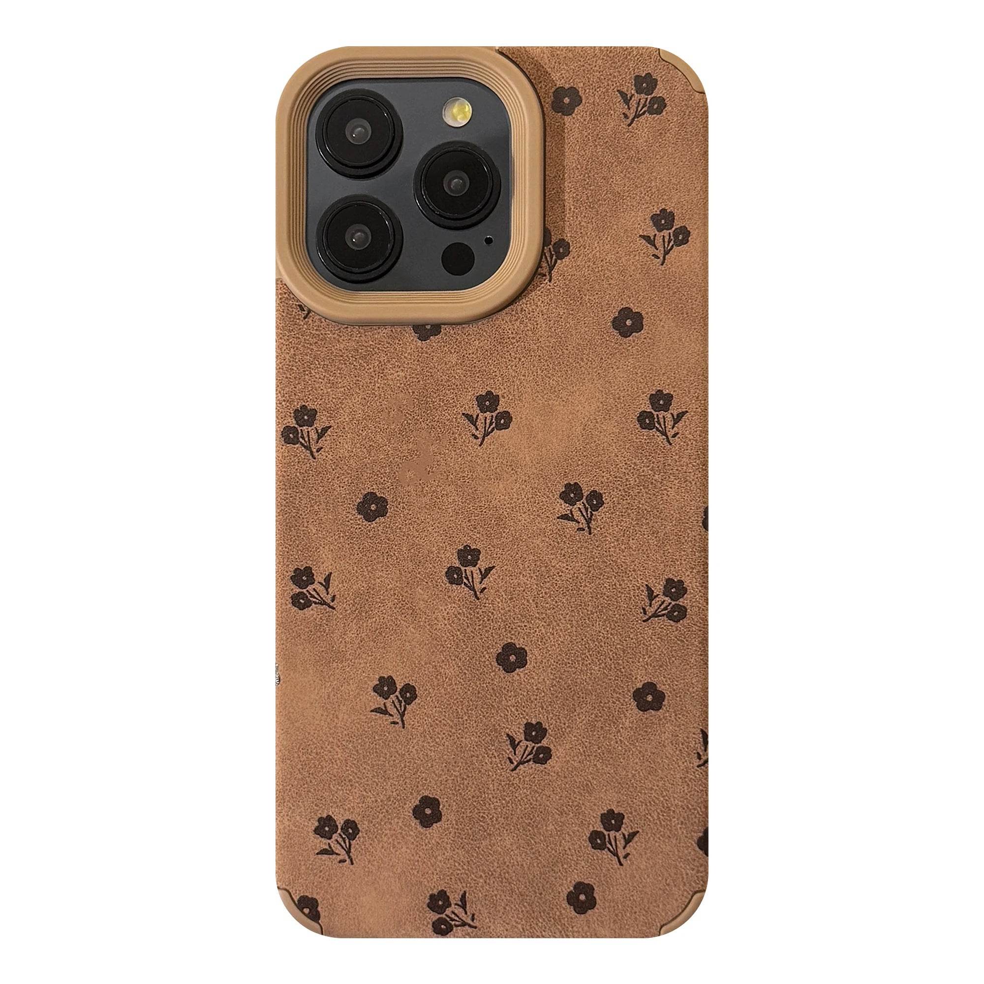 Cute Phone Cases for iPhone 16, 15, 14, 13 Pro Max - Chocolate Floral Print Chic Back Cover - PC8311 - Touchy Style