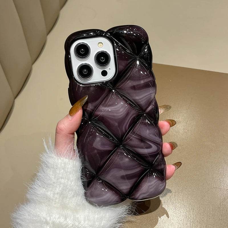 Cute Phone Cases For iPhone 16, 15, 13, 12, 11 Pro Max, 15 Plus - Gradient Glitter Cubes Grid Pattern - PC4521 - Touchy Style