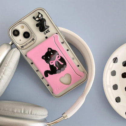 Cute Phone Cases For iPhone 15, 14, 13, 12, and 11 Pro Max - Cat Pattern - Wallet Pocket - TSP279