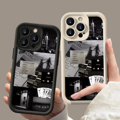 TSP121 Cute Phone Cases For iPhone 16 15 14 13 12 11 Pro Max XS XR X 8 7 Plus SE2 14Pro 15Pro - Daily Life Silhouette Pattern