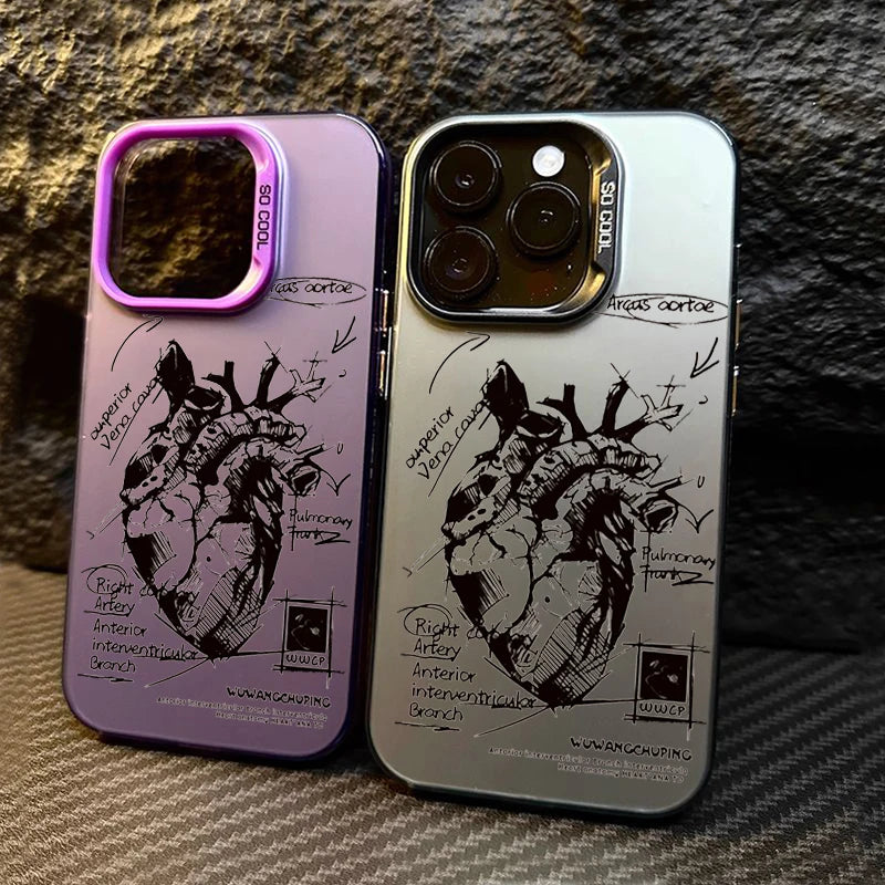 TSP82 Cute Phone Cases For iPhone 16, 15 Pro Max, 11, 12, 13, 14, 15 Pro, XS, XR, and X - Creative Cardiovascular Model Heart