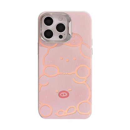 Cute Phone Cases for iPhone 11, 12, 13, 14, and 15 Pro Max - Funny Pig and Dog - Laser Back Cover - TSP268