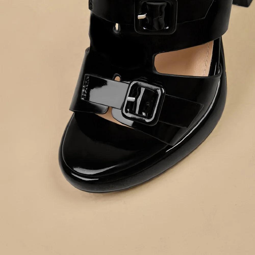Leather Chunky High Heels - TSS101 Women&