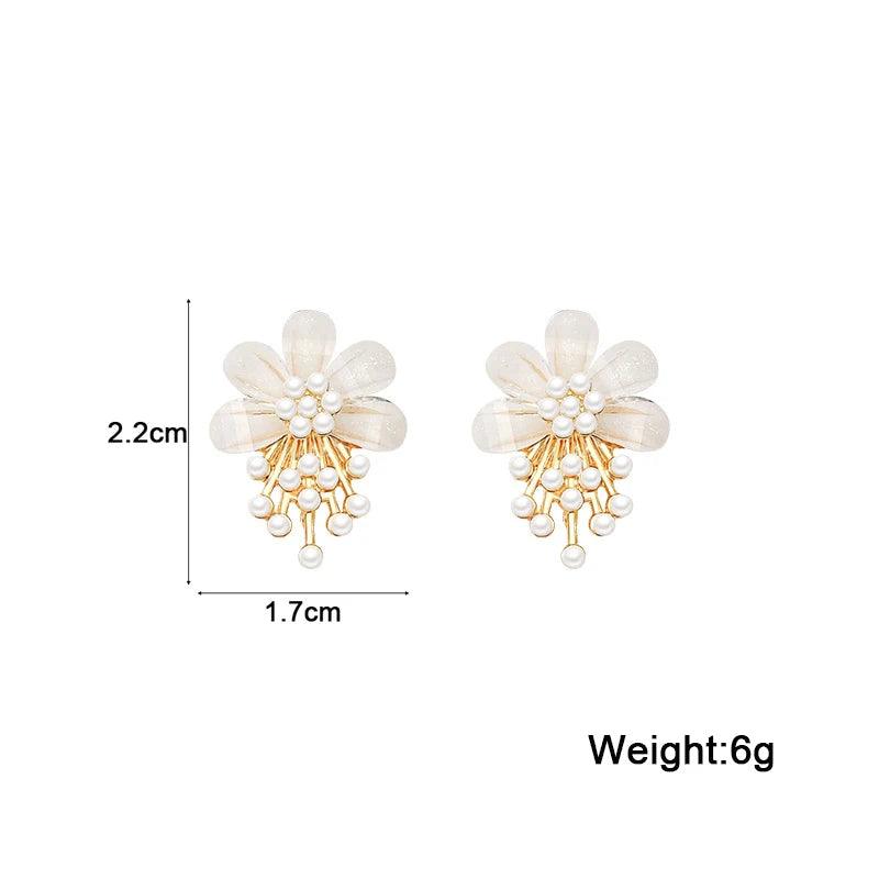 Flower Pearl Drop Earrings Charm Jewelry ECJTXY48 Accessories