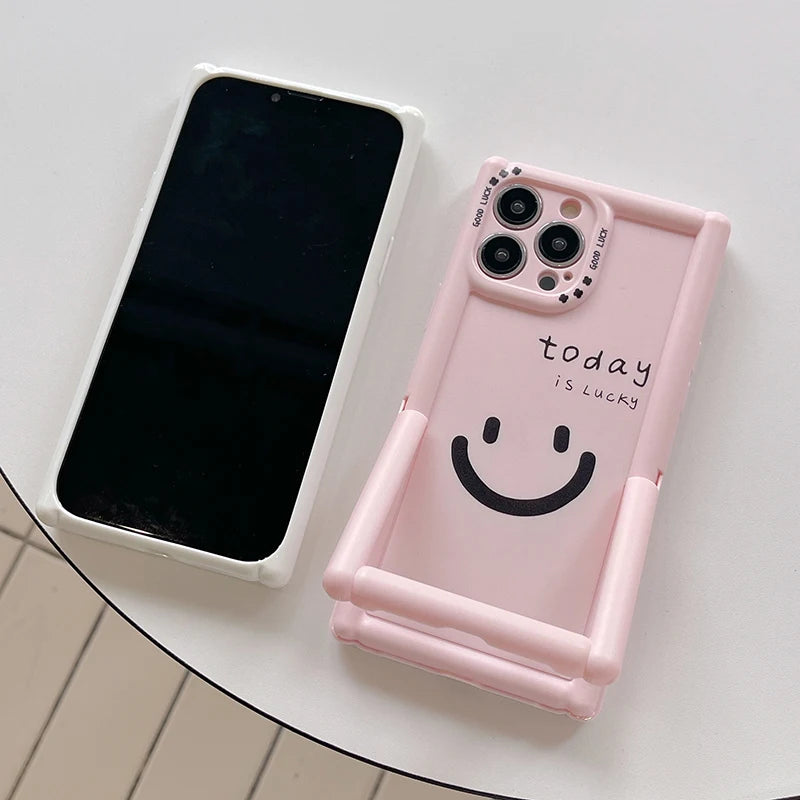 Cute Phone Cases - Lucky Happy Smile Holder Stand Case for iPhone 15/14/13/12 Pro Max - TSP292