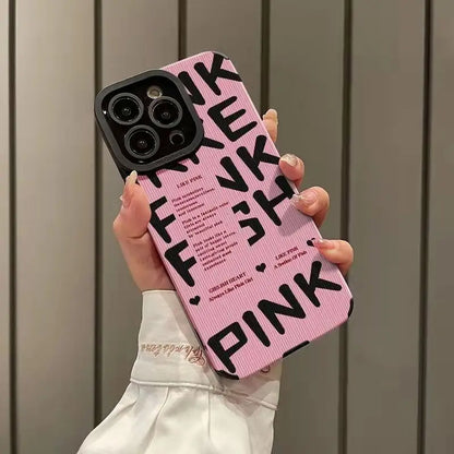 Stylish Pink Letter Pattern Cute Phone Case For iPhone 15, 14, 13, 12 Pro, 11, XS Max, 7, 8 Plus, X, XR, SE