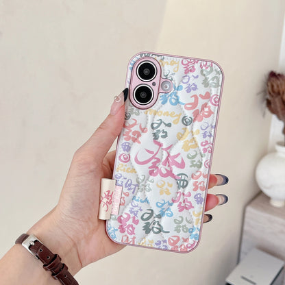 Cute Phone Cases For iPhone 16, 15, 14, 13 Pro Max - Winter Vibe Cotton Stuffed Chinese Character Back Cover - PC7220