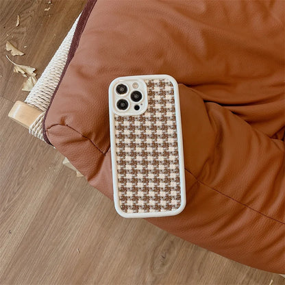 Cute Phone Cases For iPhone 15/14/13/12/11/SE/7/8  - Cloth Lattice Grid - TSP321