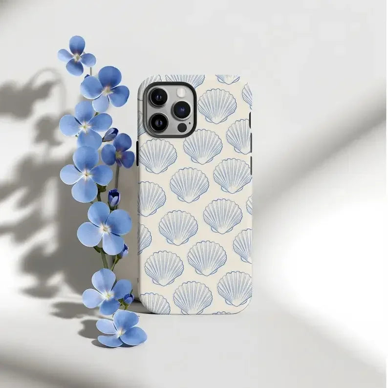 Cute Phone Cases For iPhone 16ProMax, 15, 14, 13, 12, 11 PRO, 11 Plus - Seashell Coastal - Acrylic TPU Cover - IC1480 - Touchy Style