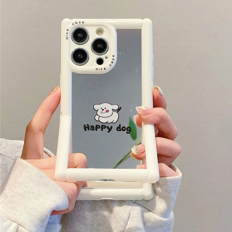 TSP104 Cute Phone Cases For iPhone 11, 12, 13, 14, and 15, Pro Max and 15 Plus - Cartoon Cat Dog Pattern - Invisible Kickstand Holder