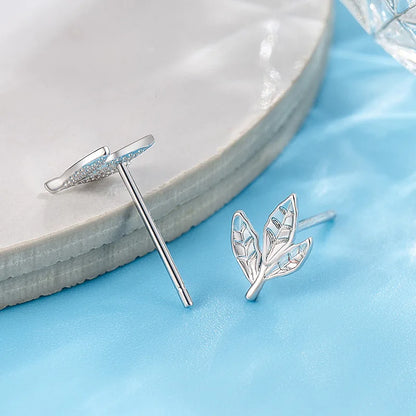 Stud Earrings Charm Jewelry - Leaf, Simple Nature - TSJ100