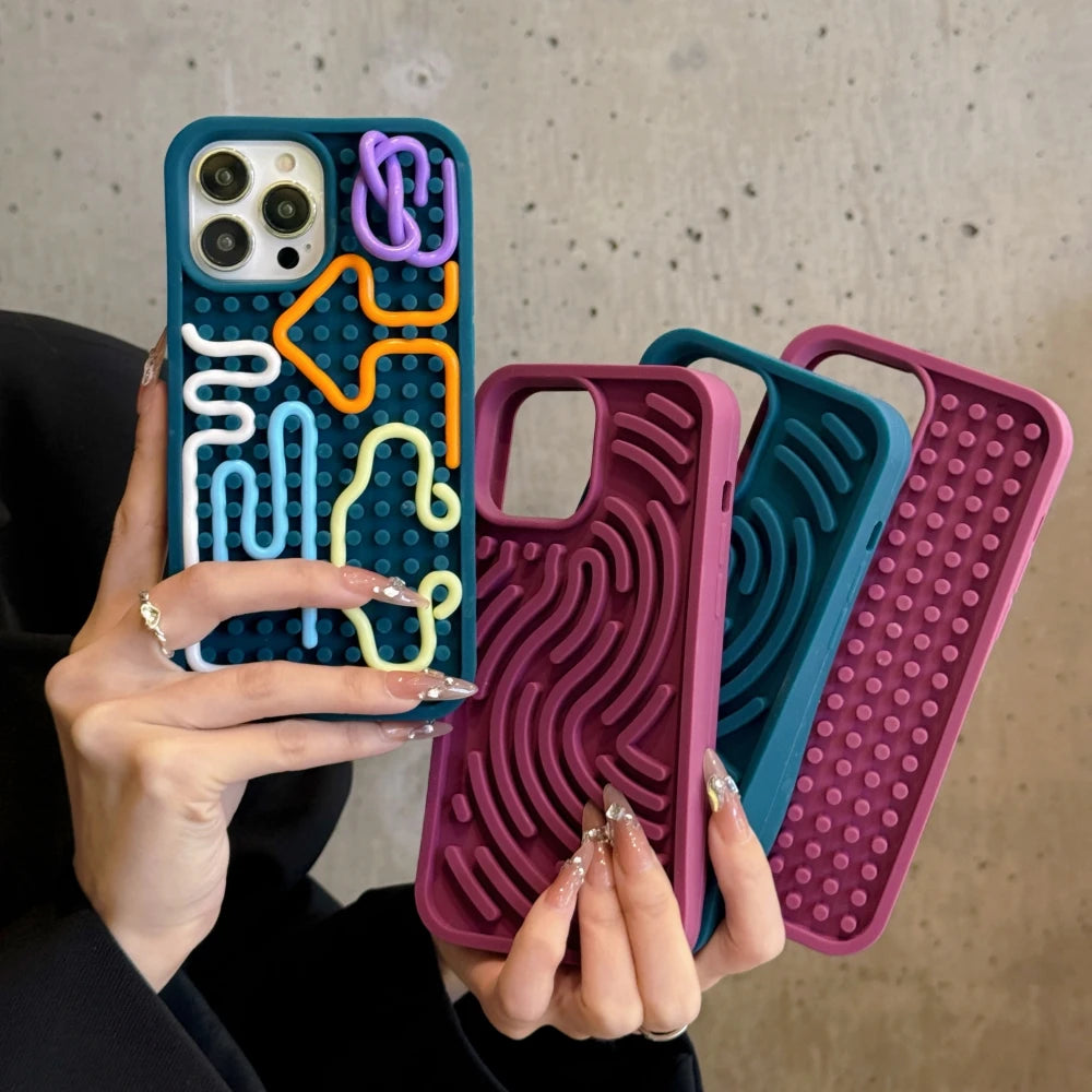 Cute Phone Cases for iPhone 16, 15, 14, 13, 12, and 11 Pro Max - Funny Sensory Activity Board Silicone Decompression Cover - TSP208