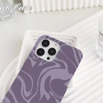 Cute Phone Cases For iPhone 16ProMax 15 14 13 12 11 PRO Plus - Purple Line Art - Acrylic TPU Cover