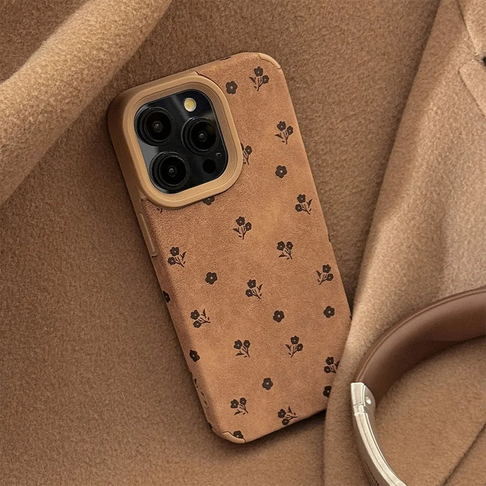 Cute Phone Cases For iPhone 16 15 14 13 12 11 Pro XS Max XR X 15 Plus 16 Pro Max - Line Flower Sunflower Pattern - Leather Matte Cover