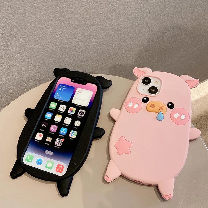 Cute Phone Cases For iPhone 14, 12, 11, 13, 15 Pro Max - Cartoon Funny Snot Pig - Soft Cover - TSP252