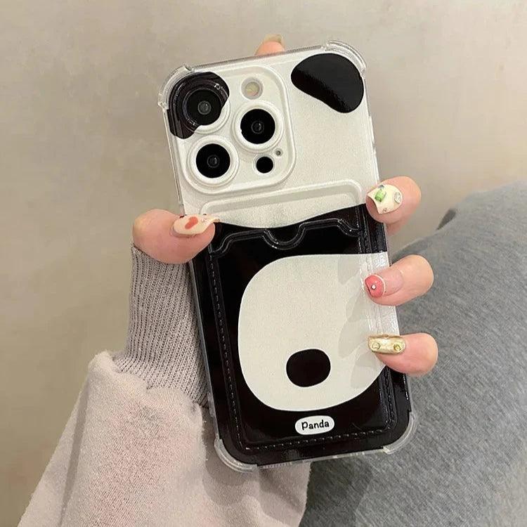 Cute Phone Cases for iPhone 15 Pro Max, 14, 13, 12, and 11 - Lovely Panda - Card Slot - TSP267