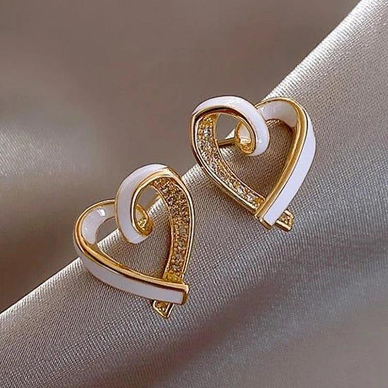 Fashion White Peach Heart Mini Earrings Charm Jewelry XYS0257