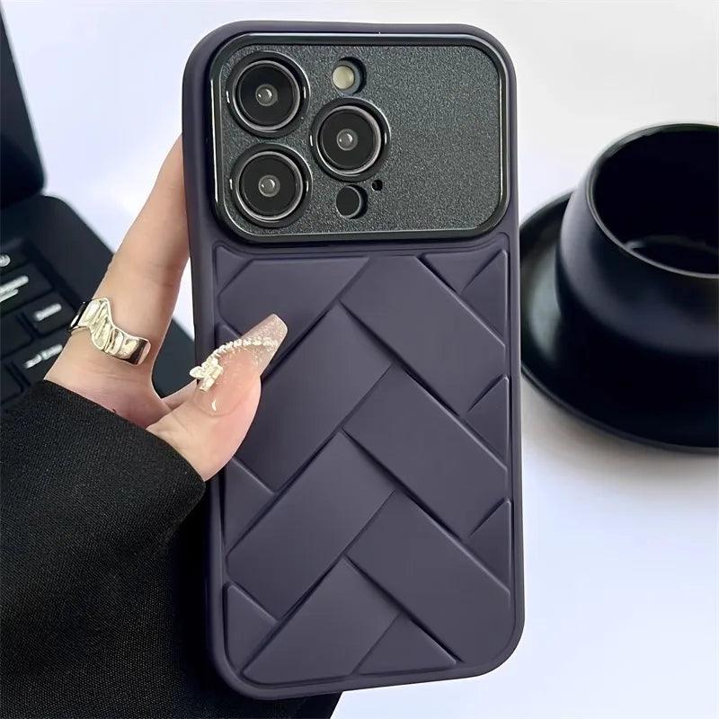 Cute Soft Weave Pattern Phone Case for iPhone 15, 11-14 Pro Max